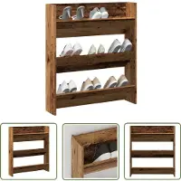vidaXL Wandmontage - Schoenenkast - Wandschoenenkast 80x18x90 cm bewerkt hout oud houtkleurig - Houten Schoenenkast - Opslagruimte - Compact