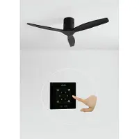 Create - Plafondventilator 40W silent 100% hout (Ø132cm) (ruimtes 10m²-25m²) - Zwart - Geen licht - Controller voor wandmontage + afstandsbediening - WIND CALM NATURAL WOOD
