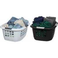 Benson Wasmanden set - 2 stuks - extra groot - grijs/wit - kunststof - 51 liter - 67 x 47 x 27 cm