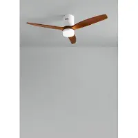 Create - Plafondventilator 40W silent 100% hout (Ø132cm) (ruimtes 10m²-25m²) - Wit / Donker hout - Met licht - Afstandsbediening - WIND CALM NATURAL WOOD