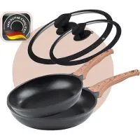 Rosmarino Koekenpannenset Inductie - met glazen deksel - 20/24 cm - Zwart