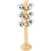 Bino Rammelaar Met 13 Bellen Junior 30 Cm Hout Naturel/zilver