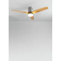 Create - Plafondventilator 40W silent 100% hout (Ø132cm) (ruimtes 10m²-25m²) - Nikkel / Licht hout - Met licht - Afstandsbediening - WIND CALM NATURAL WOOD