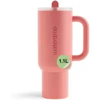 Waterdrop Explorer Thermo Drinkbeker 1,1 L - 12 uur koud - Drinkbeker met rietje, handvat en lekvrij deksel - Perfect voor ijskoude dranken- zachtroze - Drinkfles - Waterfles