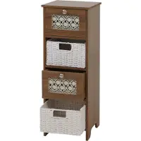 MCW Commode -O75, ladekast, 4 laden, mandladen, hout, melamine, 82x30x30 cm ~ bruin