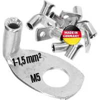 Kalitec 10 stuks KA03-L5 standaard buiskabelschoenen haaks 1,0 mm²-1,5 mm² M5 I zonder kijkgat I 90° I Made in Germany