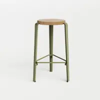 TIPTOE Mi Lou Barkruk - 66 cm Solid oak | Khaki Green | Triangle