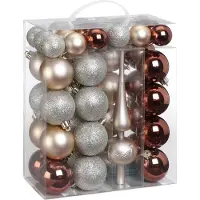 Inge-glas Inge Christmas kerstballen -47x met piek -kunststof -bruin/parel/zilver