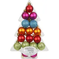 Inge-glas Gekleurde mix kunststof kerstballen - 17 stuks - pakket - 3 cm - Kerstboomversiering gekleurd
