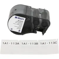 Brady M5-134-427 gelamineerde vinyl labels zwart op wit/transparant 38,1 mm x 44,45 mm x 12,7 mm (origineel)