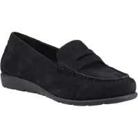 Hush puppies Shelby Suède Dames Zwarte Instappers