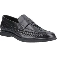 Hush puppies Bowie Leren Heren Zwarte Instappers