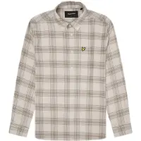 Lyle & Scott beige flanellen overhemd met tonale ruit en lange mouwen