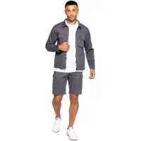 Enzo | Heren Cargo Trainingspak Met Korte Broek Set - Grijs