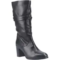 Hush puppies Cosima Dames Zwarte Leren Laarzen Met Hak Tot Boven De Knie