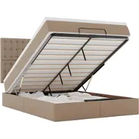 vidaXL Ottoman bed met matras 140x200cm kunstleer cappuccinokleurig