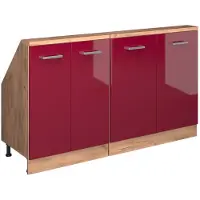 Vicco Rion Kastenset voor schuine wand – Set van 2 Rood hoogglans/gouden eik