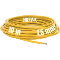 Kalitec 10 meter H07V-K 1,5 mm² gele bedradingskabel I kernkabel flexibel I PVC enkeladerig I meeraderig 1,5 mm2 I bedrading fijnaderig I enkele kabel I kabel massief I schakeldraad