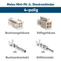 Kalitec Molex Mini-Fit Jr. connectorset 4-polig voor PC-componenten Kali-2404 I industriële kwaliteit van de Duitse dealer