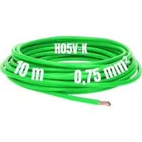 Kalitec 10 meter H05V-K 0,75 mm² groene bedradingskabel I kernkabel flexibel I PVC enkeladerig I meeraderig 0,75mm2 I bedrading fijnaderig I enkele kabel I kabel massief I schakeldraad