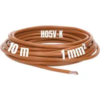 Kalitec 10 meter H05V-K 1 mm² bruine bedradingskabel I kernkabel flexibel I PVC enkeladerig I meeraderig 1mm2 I bedrading fijnaderig I enkele kabel I kabel enkeladerig I kabel vlamvertragend