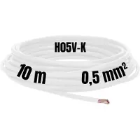 Kalitec 10 meter H05V-K 0,5 mm² witte bedradingskabel I kernkabel flexibel I PVC enkeladerig I meeraderig 0,5mm2 I bedrading fijnaderige enkele kabel I kabel massief I schakeldraad vlamvertragend