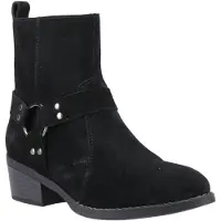 Hush puppies Iria Dames Zwarte Suède Enkellaarzen Met Hak