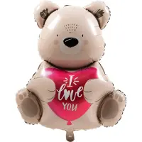 Folat - Folieballon Bruine beer I Love You - 56 cm - Valentijnsdag versiering - Valentijnsdag cadeau - valentijnsdag