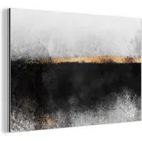 MuchoWow Wanddecoratie Metaal - Aluminium Schilderij Industrieel - Goud - Abstract - Luxe - 150x100 cm - Dibond - Foto op aluminium - Industriële muurdecoratie - Voor de woonkamer/slaapkamer