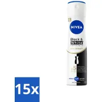 OEM 15 x Deodorant Spray Black & White Silky Smooth 150 ml - Anti-vlekken - 72 Uur Bescherming - Deodorant Spray - Zwart-wit - Huidverzorging