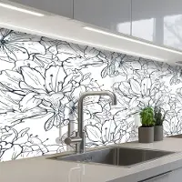 KitchenYeah Keuken achterwand 250x80 cm - Spatscherm zelfklevend Bloemen - Patroon - Lijn - Muurbeschermer - Spatwand fornuis