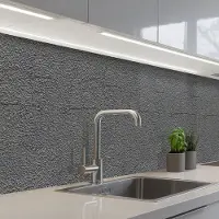KitchenYeah Keuken achterwand 400x60 cm - Spatscherm zelfklevend Grijs - Muur - Scheuren - Muurbeschermer - Spatwand fornuis