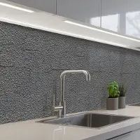KitchenYeah Keuken achterwand 500x80 cm - Spatscherm zelfklevend Grijs - Muur - Scheuren - Muurbeschermer - Spatwand fornuis