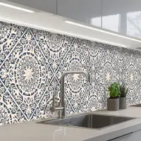 KitchenYeah Keuken achterwand 350x60 cm - Spatscherm zelfklevend Design - Ornament - Vintage - Retro - Muurbeschermer - Spatwand fornuis