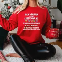 B&C Uniseks kersttrui: Mijn Vrienden zijn net kerstlampjes- Rood Maat S- Foute kersttrui. kerst Sweater