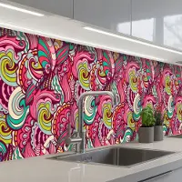 KitchenYeah Keuken achterwand 500x80 cm - Spatscherm zelfklevend Bloemen - Bladeren - Regenboog - Hippie - Design - Muurbeschermer - Spatwand fornuis
