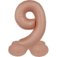 Folat - Staande folieballon Cijfer 9 Vintage Rose - 72 cm