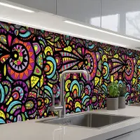 KitchenYeah Keuken achterwand 200x80 cm - Spatscherm zelfklevend Design - Mandala - Regenboog - Muurbeschermer - Spatwand fornuis