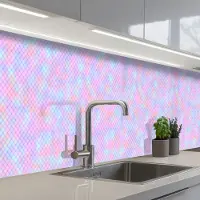 KitchenYeah Keuken achterwand 350x60 cm - Spatscherm zelfklevend Design - Geometrie - Roze - Muurbeschermer - Spatwand fornuis