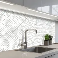 KitchenYeah Keuken achterwand 100x60 cm - Spatscherm zelfklevend Abstract - Patronen - Design - Driehoek - Muurbeschermer - Spatwand fornuis