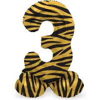 Folat - Staande folieballon Cijfer 3 Tiger Chic - 72 cm