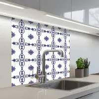 KitchenYeah Keuken achterwand 80x80 cm - Spatscherm zelfklevend Portugal - Patronen - Blauw - Muurbeschermer - Spatwand fornuis