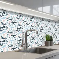 KitchenYeah Keuken achterwand 250x60 cm - Spatscherm zelfklevend Klein - Oceaan - Walvissen - Octopus - Muurbeschermer - Spatwand fornuis