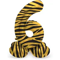 Folat - Staande folieballon Cijfer 6 Tiger Chic - 72 cm