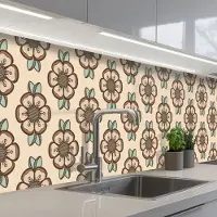 KitchenYeah Keuken achterwand 250x60 cm - Spatscherm zelfklevend Retro - Bloemen - Design - Muurbeschermer - Spatwand fornuis