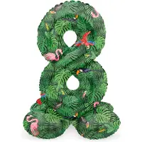 Folat - Staande folieballon Cijfer 8 Jungle Vibe - 72 cm