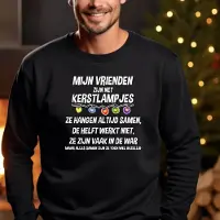 B&C Uniseks kersttrui: Mijn Vrienden zijn net kerstlampjes- Zwart Maat S- Foute kersttrui. kerst Sweater