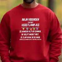 B&C Uniseks kersttrui: Mijn Vrienden zijn net kerstlampjes- Rood Maat XL- Foute kersttrui. kerst Sweater