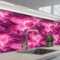 KitchenYeah Keuken achterwand 250x80 cm - Spatscherm zelfklevend Roze - Onweer - Wolken - Muurbeschermer - Spatwand fornuis