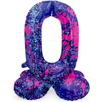 Folat - Staande folieballon Cijfer 0 Paint Splash - 72 cm